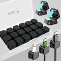 18 Pack Cord Organizer Holder,Magnetic Cable Clips Management,Easy Strong Adhesive Phone USB Charger Cord,Hide Or Organize Desk Cable for Kitchen,Office,Car,Nightstand（Black）