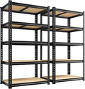Set of 2 Storage Shelves, 27.7"W Metal Shelving 2010LBS Garage Shelving Heavy Duty Garage Shelves Adjustable Metal Shelf for Pantry Kitchen Closet Basement Warehouse 11.9"D × 27.7"W × 60"H
