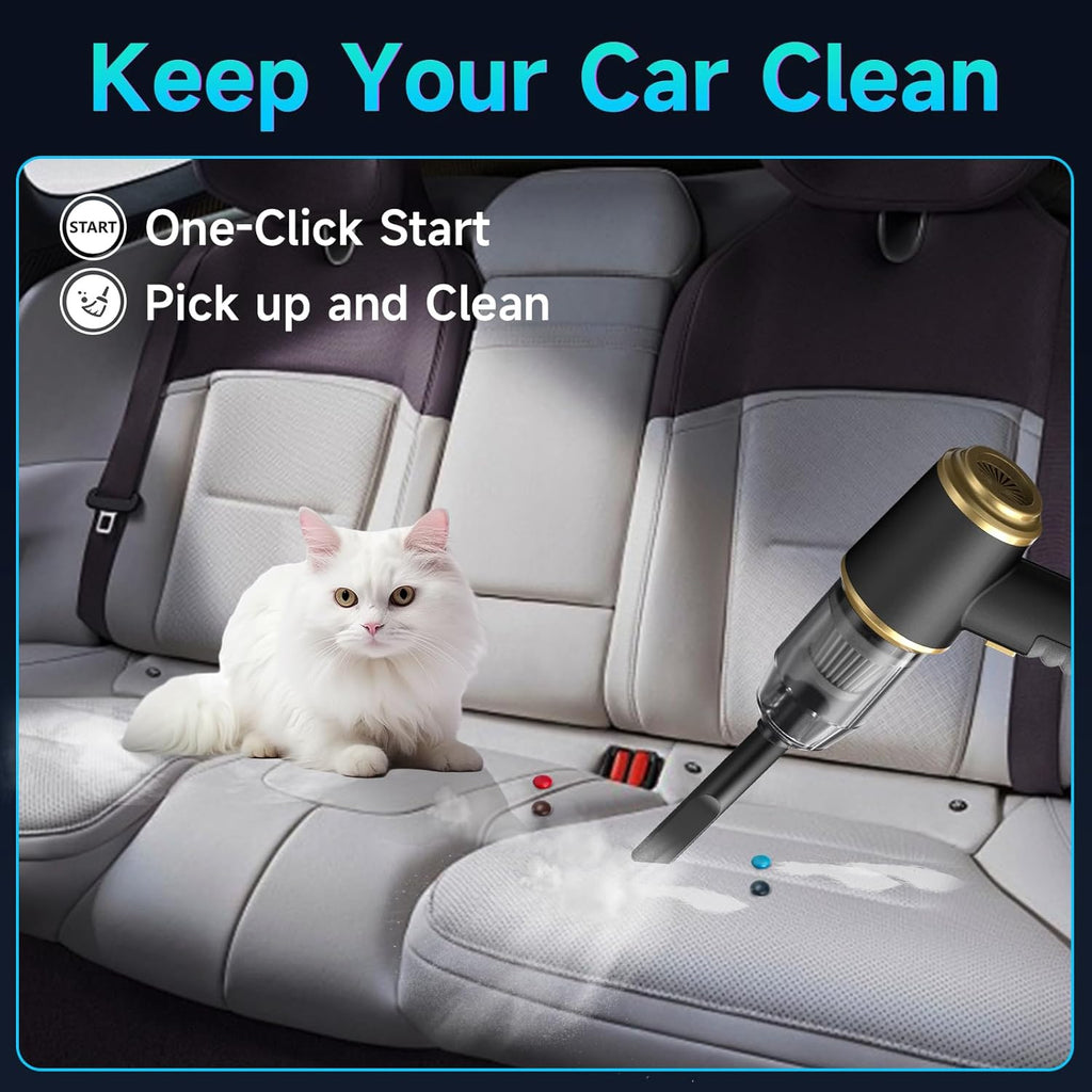 Car Vacuum Portable Cordless - 21000PA High Power Car Cleaning Kit, 4 in 1 Multifunctional Mini Vacuum Cleaner, Air Duster for Car, Home, Office to Remove Sand, Dust, Gifts for Lover Family