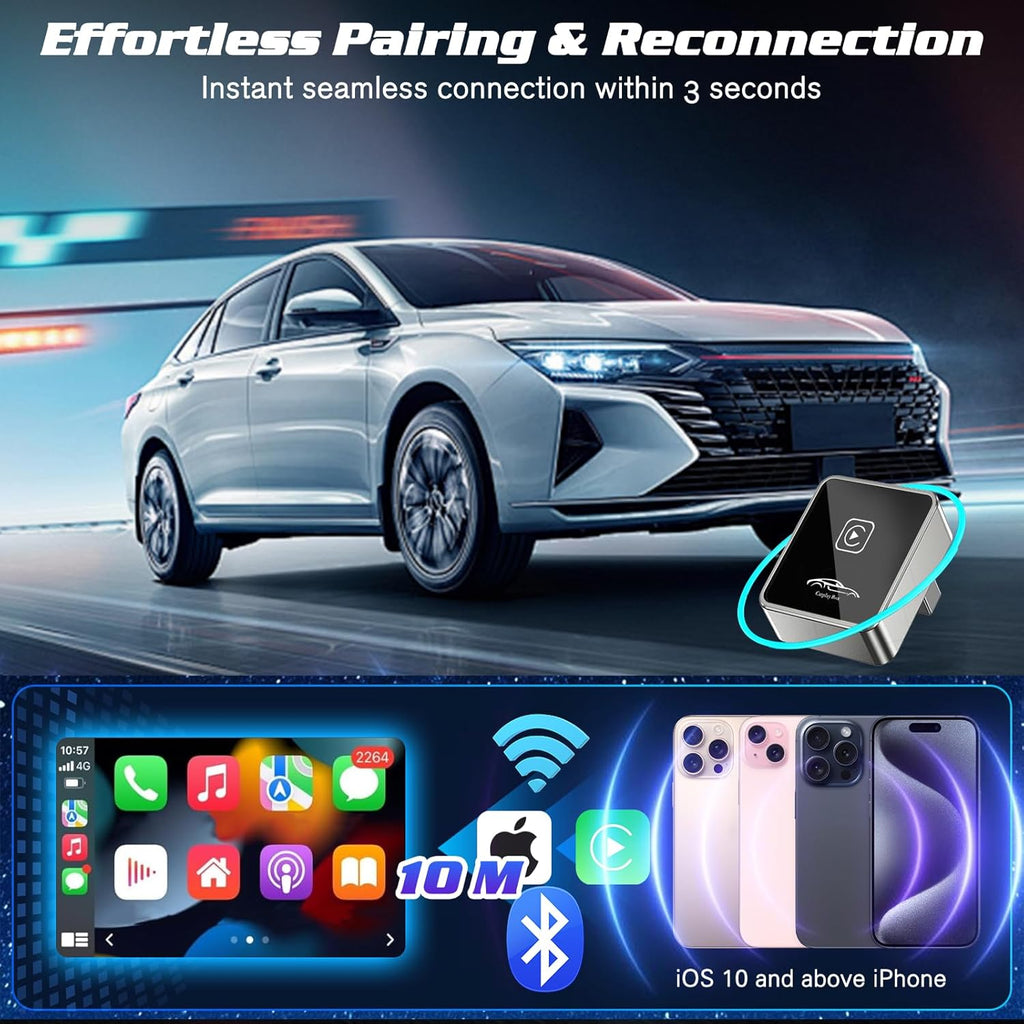 Mini Wireless Carplay Adapter for iPhone, 2025 Stable Universal carplay Adapter, Fast Convert Factory Wired to Wireless CarPlay Dongle Cars for Apple for iOS