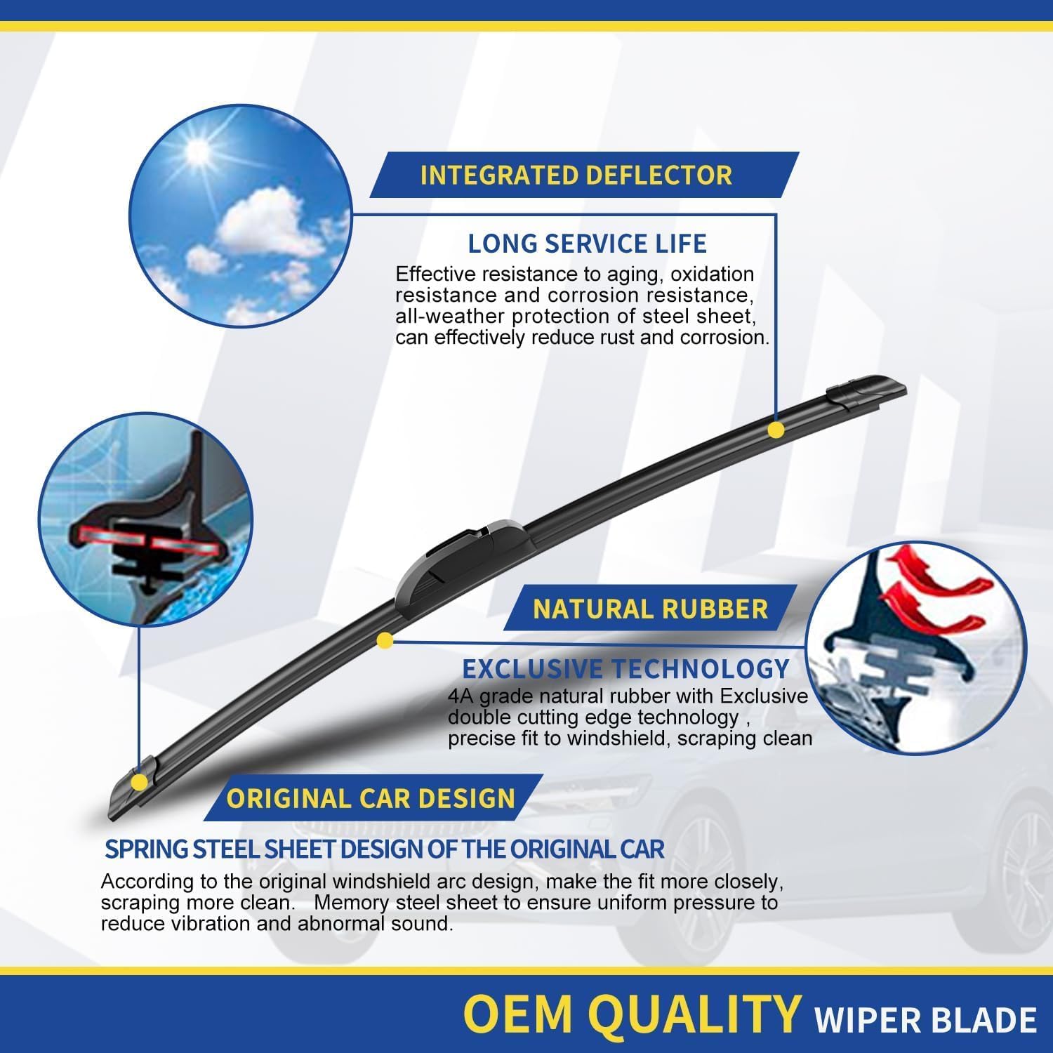 3 wipers Replacement for 2009 2010 2011 2012 2013 2014 2015 Nissan Murano Original Equipment Windshield Wiper Blades Set 26"+16"+12" (Set of 3) U/J HOOK