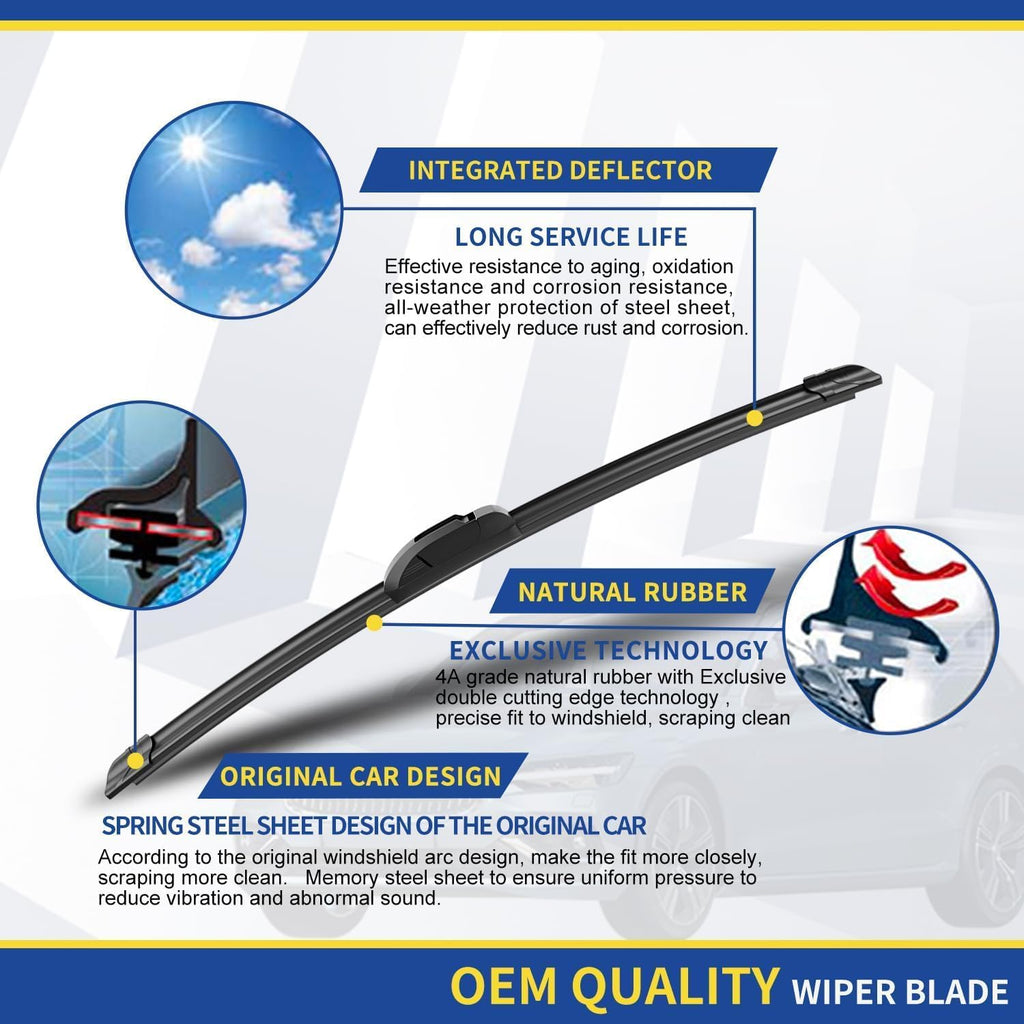 3 Wipers Replacement For 2014 2015 2016 2017 2018 2019 2020 2021 2022 2023 Nissan Rogue Windshield Wiper Blades Original Equipment Replacement - 26"+17"+12" (Set of 3) U/J HOOK