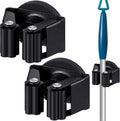 2 Pcs Magnetic Mop Broom Holder Movable Magnetic Broom Holder Rack, Anti Slip Wall Mounted Utility for Cleaning Tools, Garage, Kitchen, Laundry, Garden (Black)