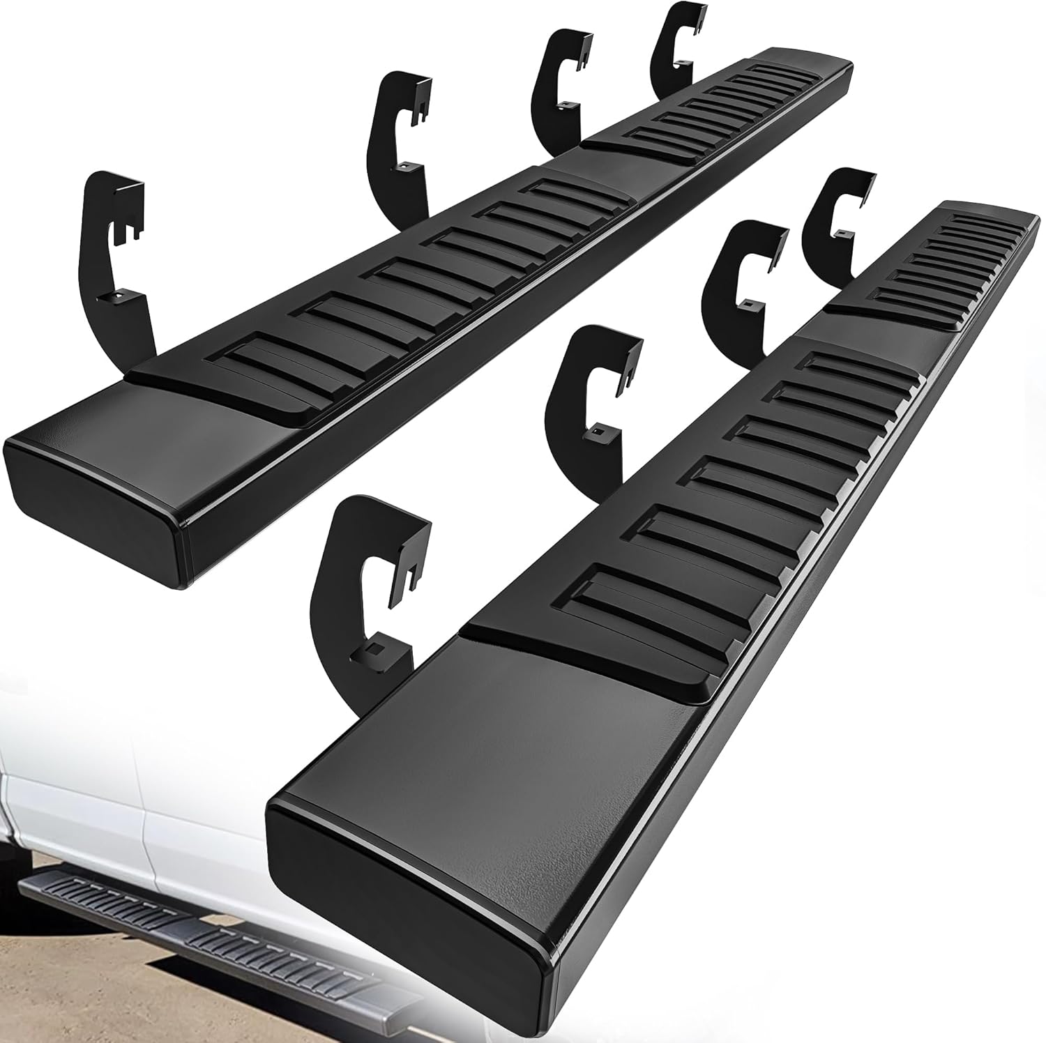 YITAMOTOR Running Boards 6 inches OE Style Aluminum Side Steps, Nerf Bars, Compatible with 2007-2018 Chevy Silverado/GMC Sierra 1500 & 2007-2019 2500HD/3500HD Crew Cab (Gas Engine ONLY), Black