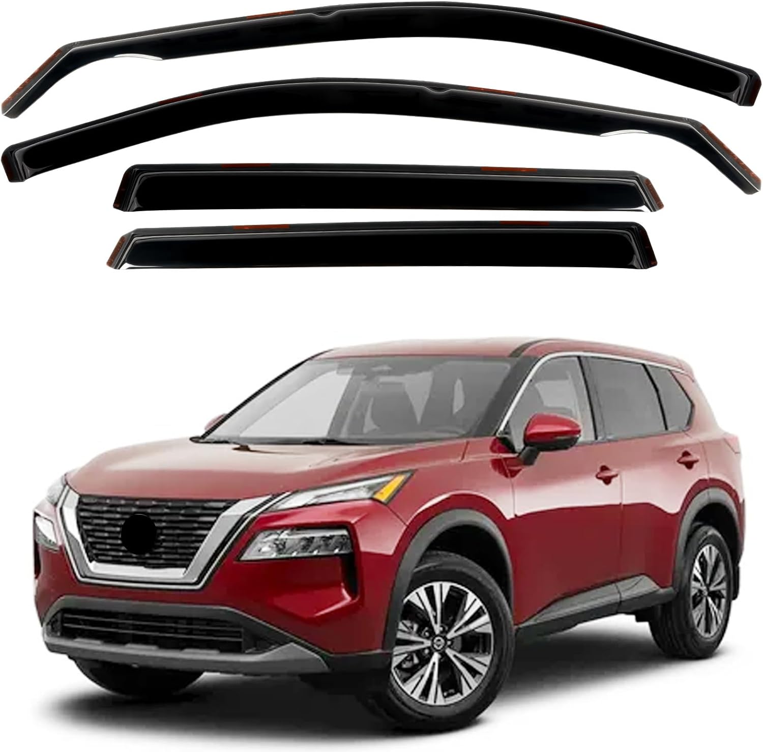 in Channel Rain Guards for 2021 2022 2023 2024 Nissan Rogue S, SV, SL, Platinum, Smoke Tinted Window Wind Deflectors, Vent Window Visors Shades Shield, 4PCS