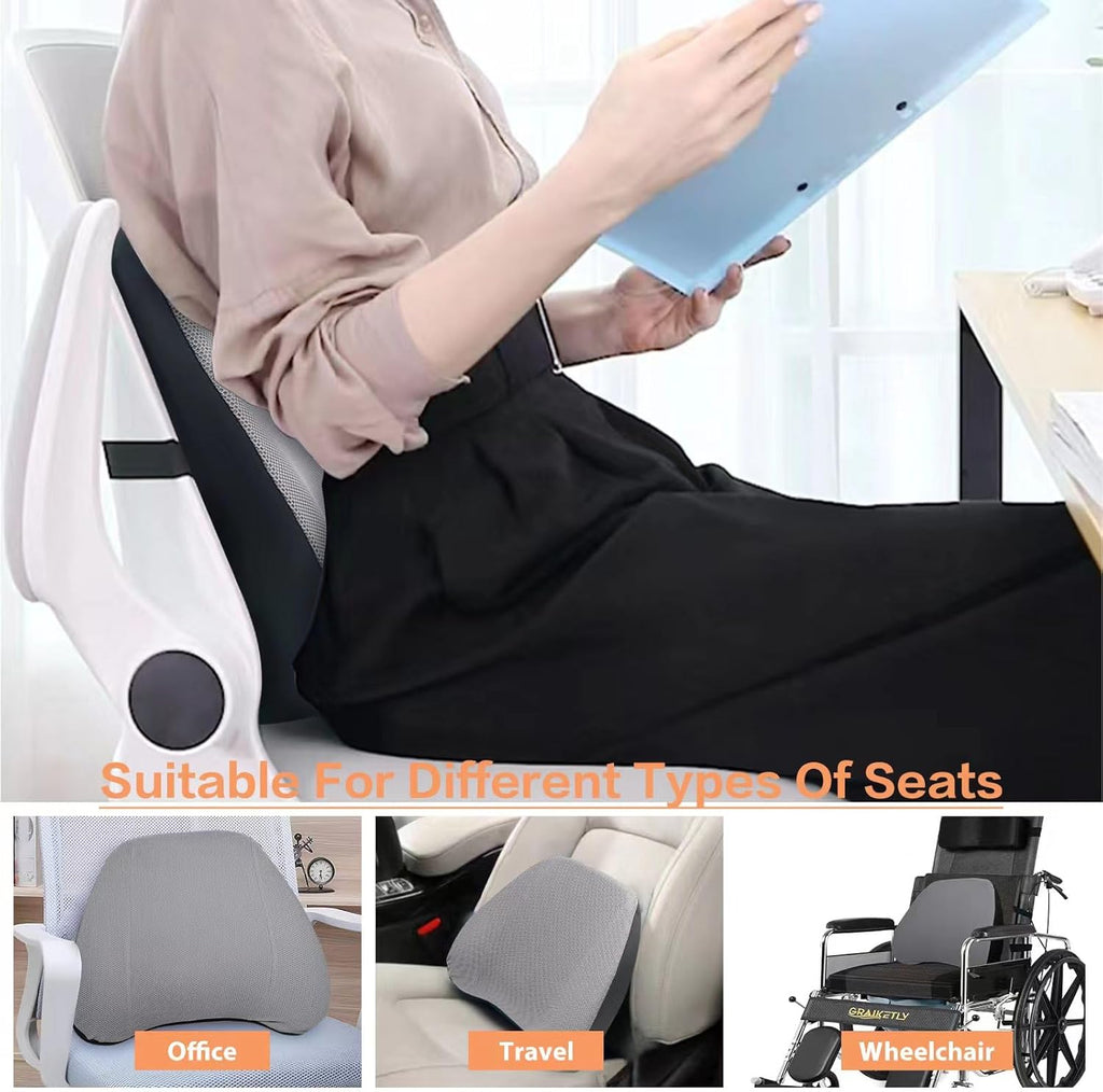 Super Comfy Lumbar Pillow, Lumbar Support Pillow for Back Pain Relief with Adjustable Strap, 100% Memory Foam & Breathable Removable Cover, Ergonomic Design - Softness Back Support Pillow(Gray)