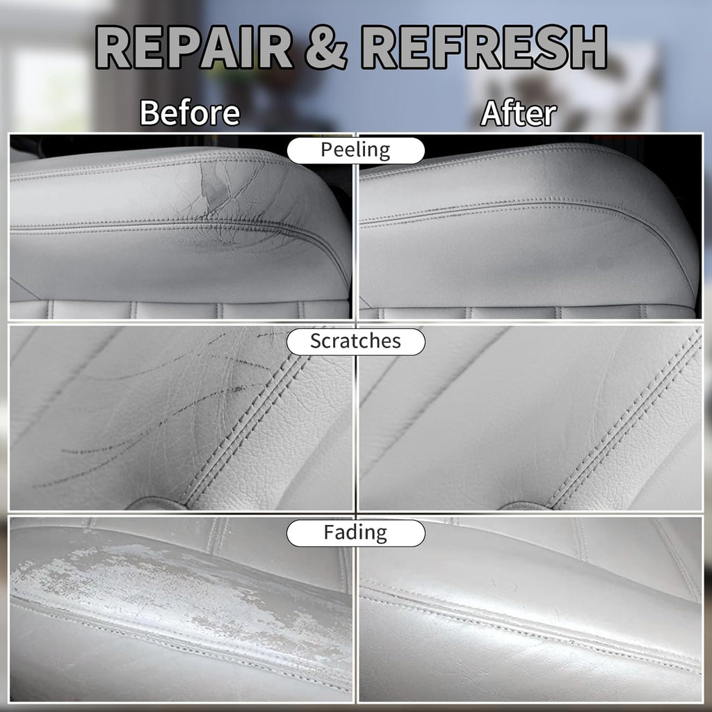 Gray Leather Recoloring Balm,Leather Couch Scratch/Stain Remover,Leather Repair kit for Vinyl Furniture and Car Interior,Leather Dye Paint for Scratched and Faded Leather Couches