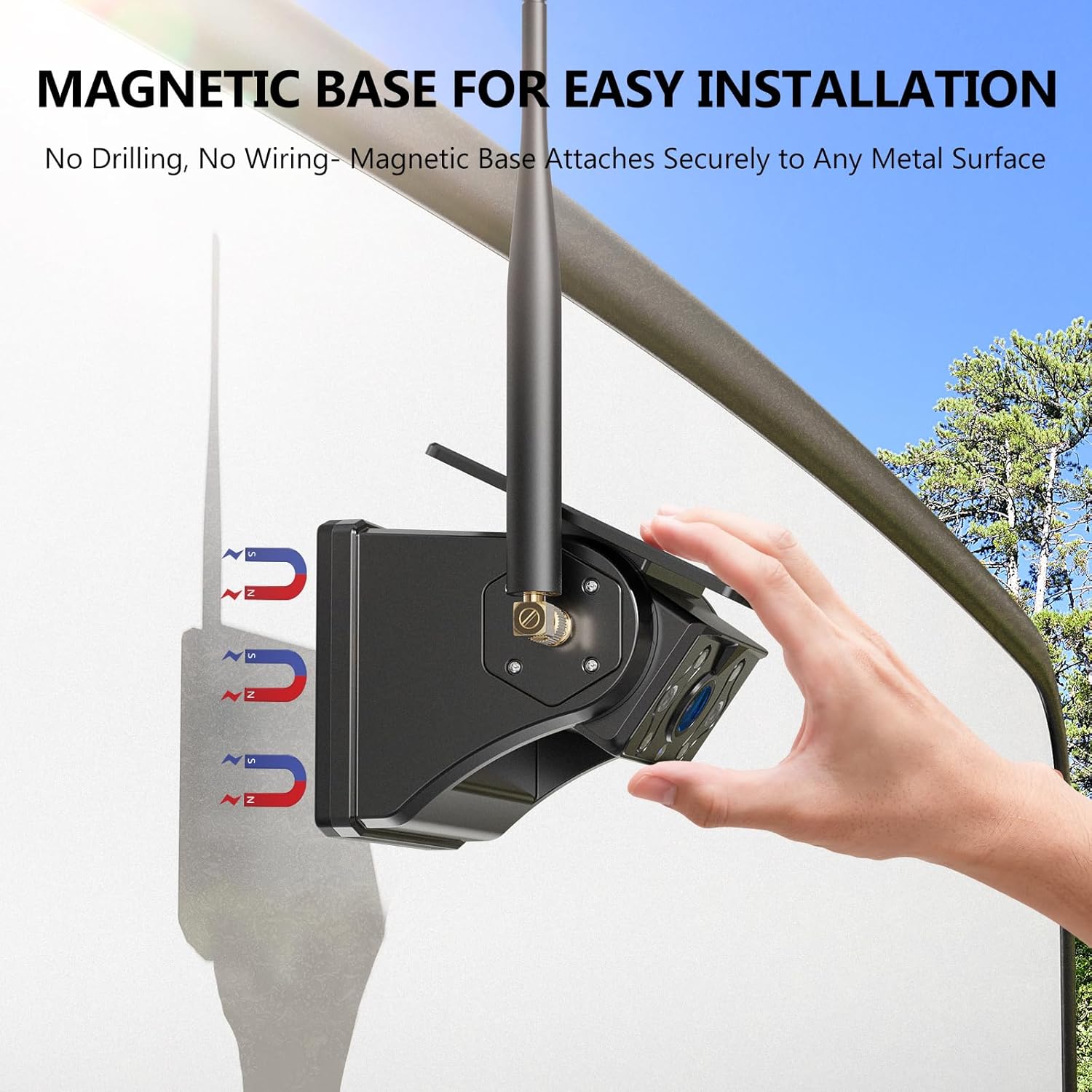 Magnetic Solar Wireless RV Backup Camera, 1080P 7" Touchscreen IPS Monitor & Auto On Off Rear View Camera, 1 Minute Setup Night Vision Recording Guidelines, Back up Camera for Trailer Truck M7