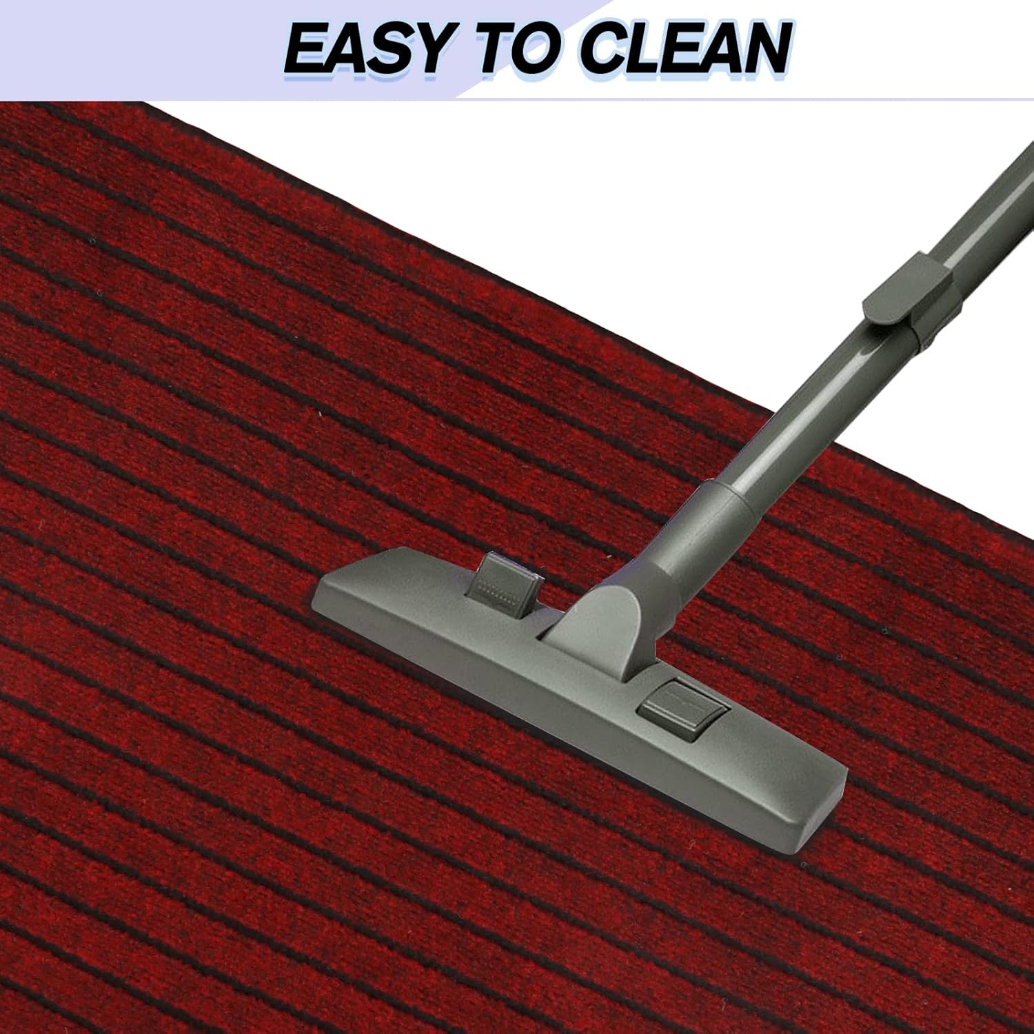Custom Size Backed Non-Slip Area Rugs Runner, Easy Clean, Waterproof Runner Rugs for Hallway Entryway, Kitchen, Laundry, 2FT x 42FT, Red Stripe