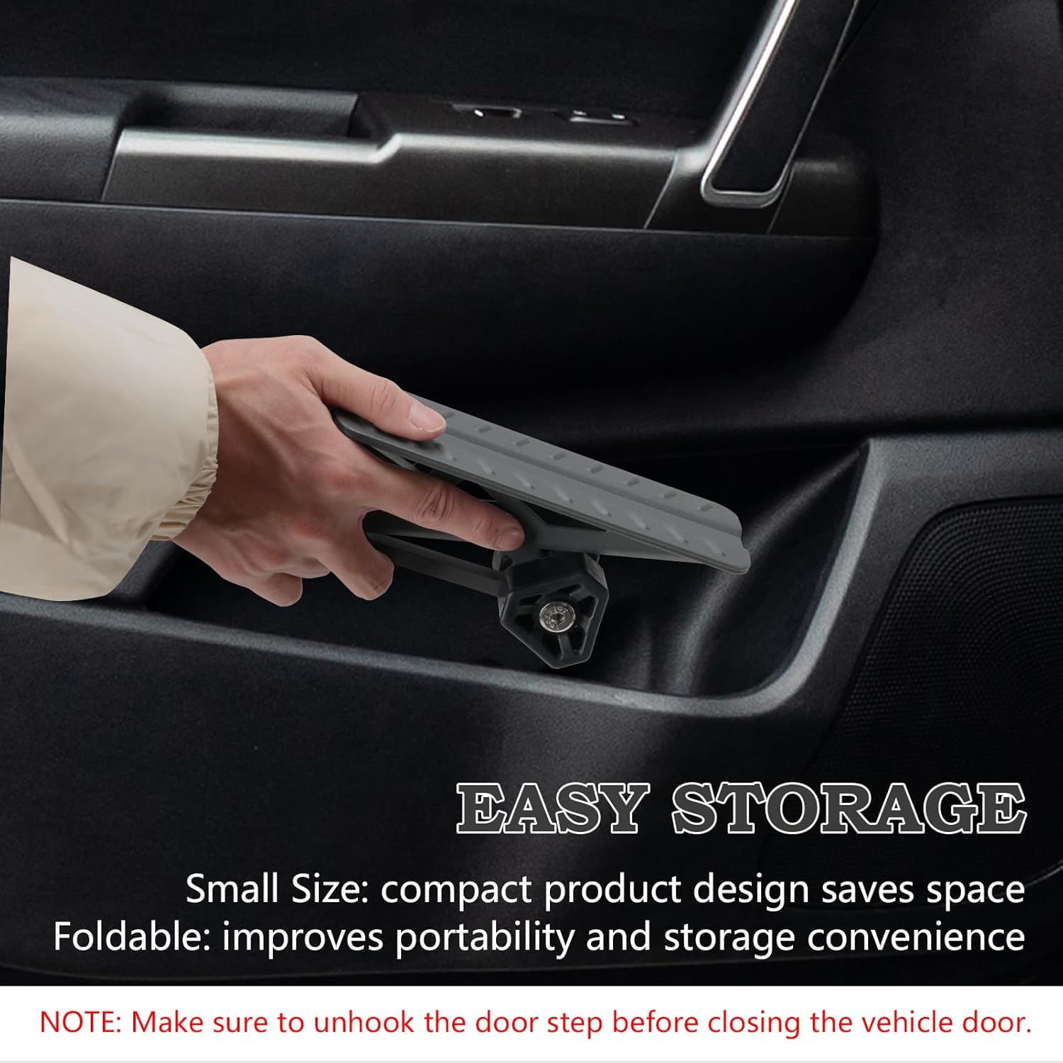 COWVIE Foldable Car Door Step Stand Pedal - Access to Vehicle's Top Roof Both Feet Stand Pedal Ladder for Most SUV Truck Jeep Black