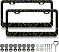 Golden Butterfly License Plate Frames - 2 Pack Beautiful Butterfly Stainless Steel License Plate Holder,Rust-Proof Waterproof Car Decorative Tag Frame with Screws Fasteners Caps