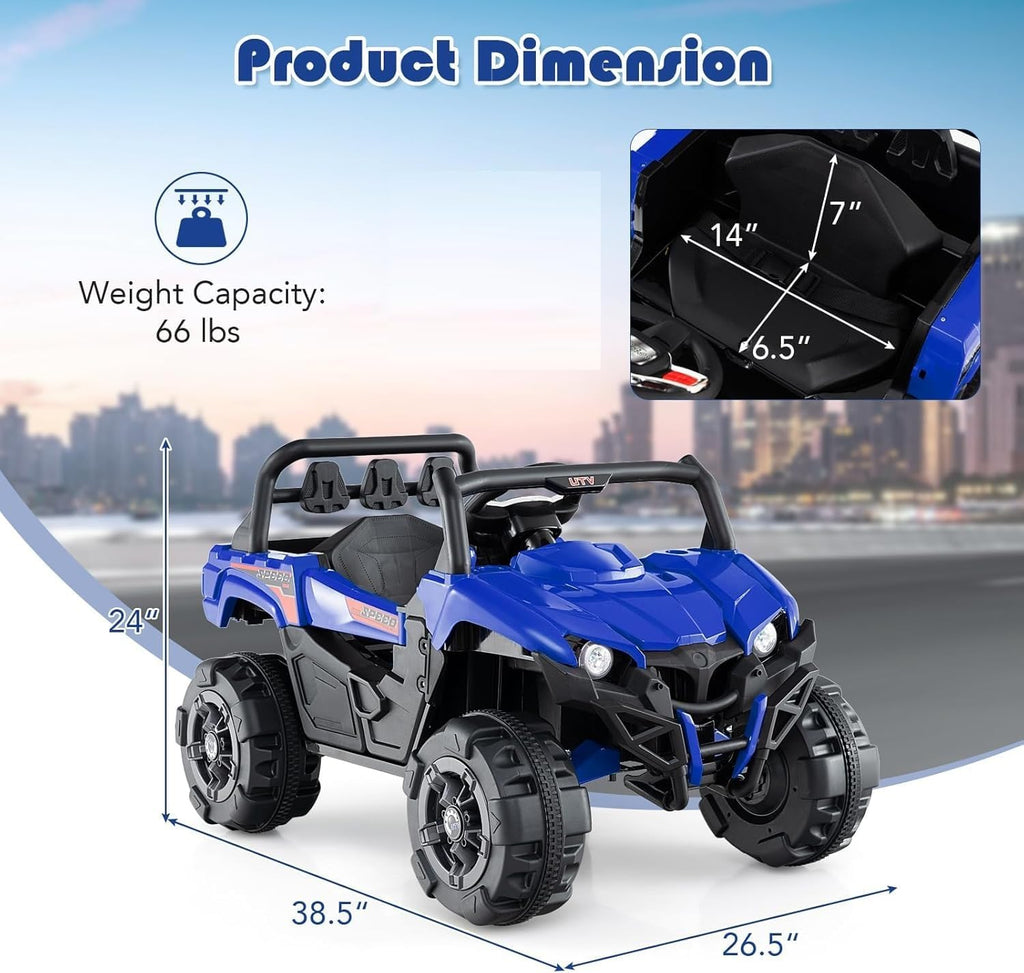OLAKIDS 12V Ride on Car UTV, Battery Powered Off-Road Kids Electric Vehicles with Remote Control, Music, Horn, MP3, Lights, 3 Speeds, Soft Start, Ride on Truck for Boys Girls (Blue)