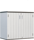 HOMSPARK 37 Cu.Ft Outdoor Storage Shed Weather Resistant, Resin Storage Sheds & Outdoor Storage Box for Backyard Garden Patio Lawn, Multi functional | Double-wall Shed with Lockable Doors,(Light Gray)