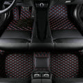 Add Personal Touch to Your Vehicle with IMEISH Customizable Logo Text Car Mats for 99% of vehiclesPads Protection Non-Slip Leather Floor Liners (Black red)