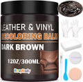 Leather Recoloring Balm Dark Brown Leather Dye Vinyl Paint Car Interior Seat Furniture Couch Recliner Chair Boots Jacket Shoes Bag Purse Belt Color Restorer Fade Stain Scratch Remover Repair Kit