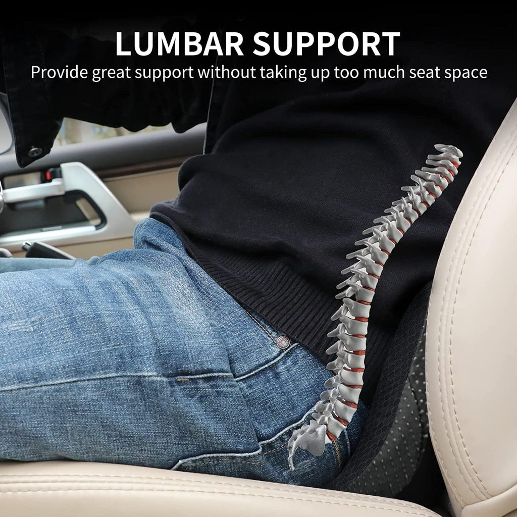 Car Seat Cushion - Memory Foam Car Seat Pad - Sciatica & Lower Back Pain Relief - Car Seat Cushions for Driving - Road Trip Essentials for Drivers(Black)