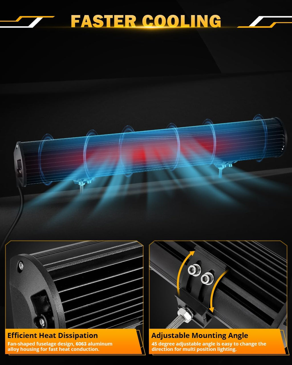 Auxbeam 20 Inch 420W LED Light Bar, 6 Modes Strobe Amber Pod Lights Yellow Fog Light Dual Color Spot Flood Offroad Driving Lights, Memory Function LED Work Lights for Truck Car ATV