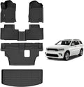 AIPOIL® Floor Mats & Cargo Liner Set for 2016-2024 2025 Dodge Durango (7 Passenger Bench) All Weather Protection TPE Anti-Slip Automotive Full Set Custom Car Mats Accessories - Black