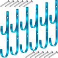 6 Pieces Pool Pole Hook Hanger Swimming Metal Brackets Pool Hook with 12 Pieces Screws for Telescopic Poles, Skimmers, Leaf Rakes, Net, Brush, Vacuum Hose, Garden and Pool Accessories (Blue)