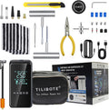 Tire Repair Kit,50PCS Tire Inflator Portable Air Compressor with 24000mwh Cordless Air Pump (150 PSI) for MPVs, Cars, E-Bikes and Motorcycles