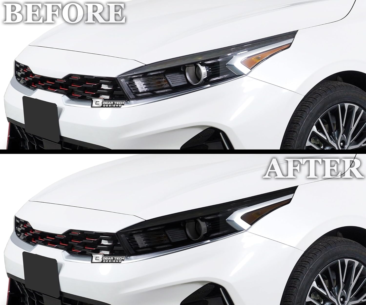 BOGAR TECH DESIGNS Full Headlight Head Light Tint Kit Compatible with Kia Forte 2022-2024, Dark Smoke