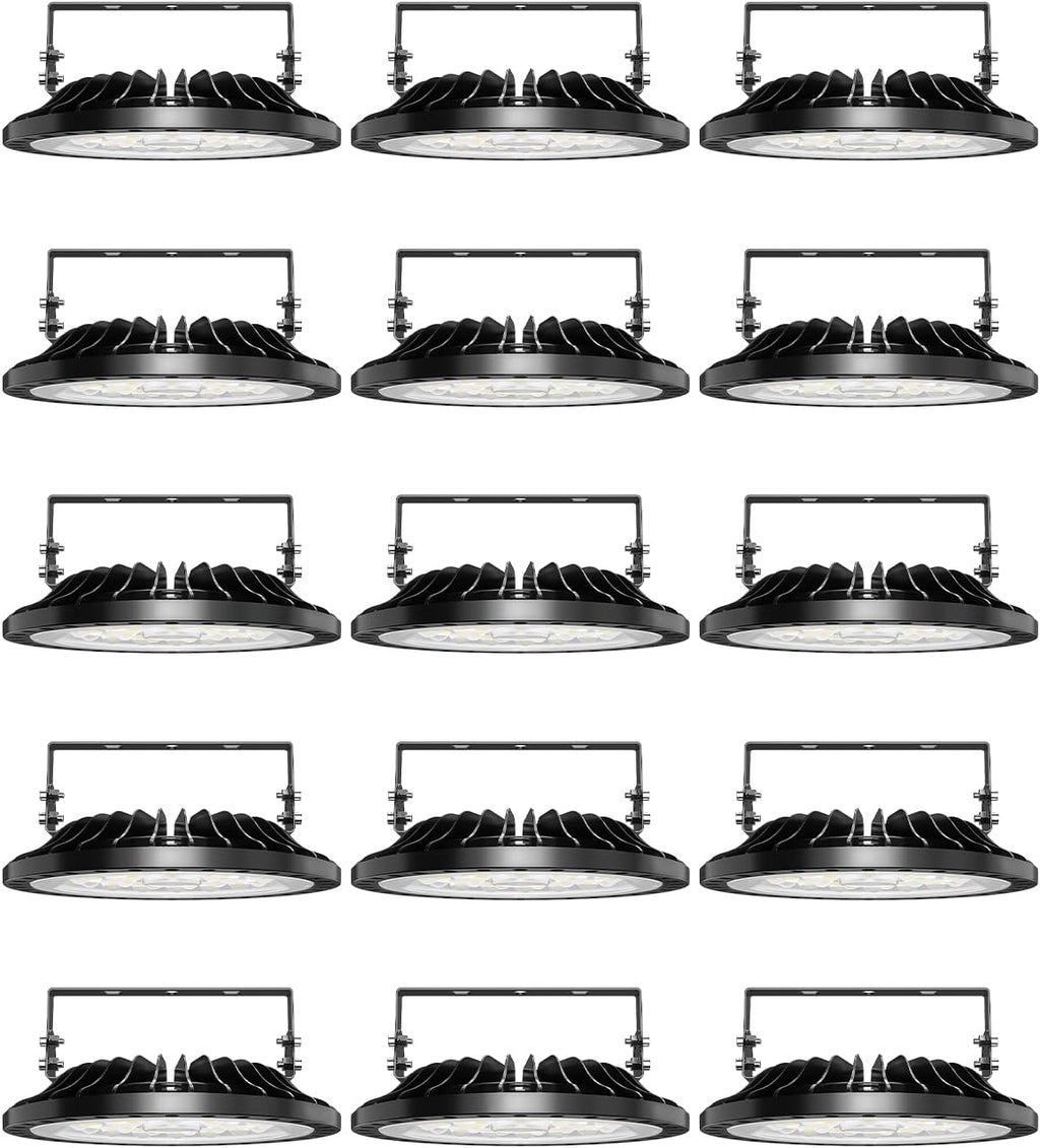 Viugreum High Bay LED Shop Lights, 100W UFO LED High Bay Light 10,000LM 120V LED High Bay Lights 5000K Daylight, Alternative to 450W MH/HPS for Garage Workshop Barn Factory Warehouse - 15 Pack