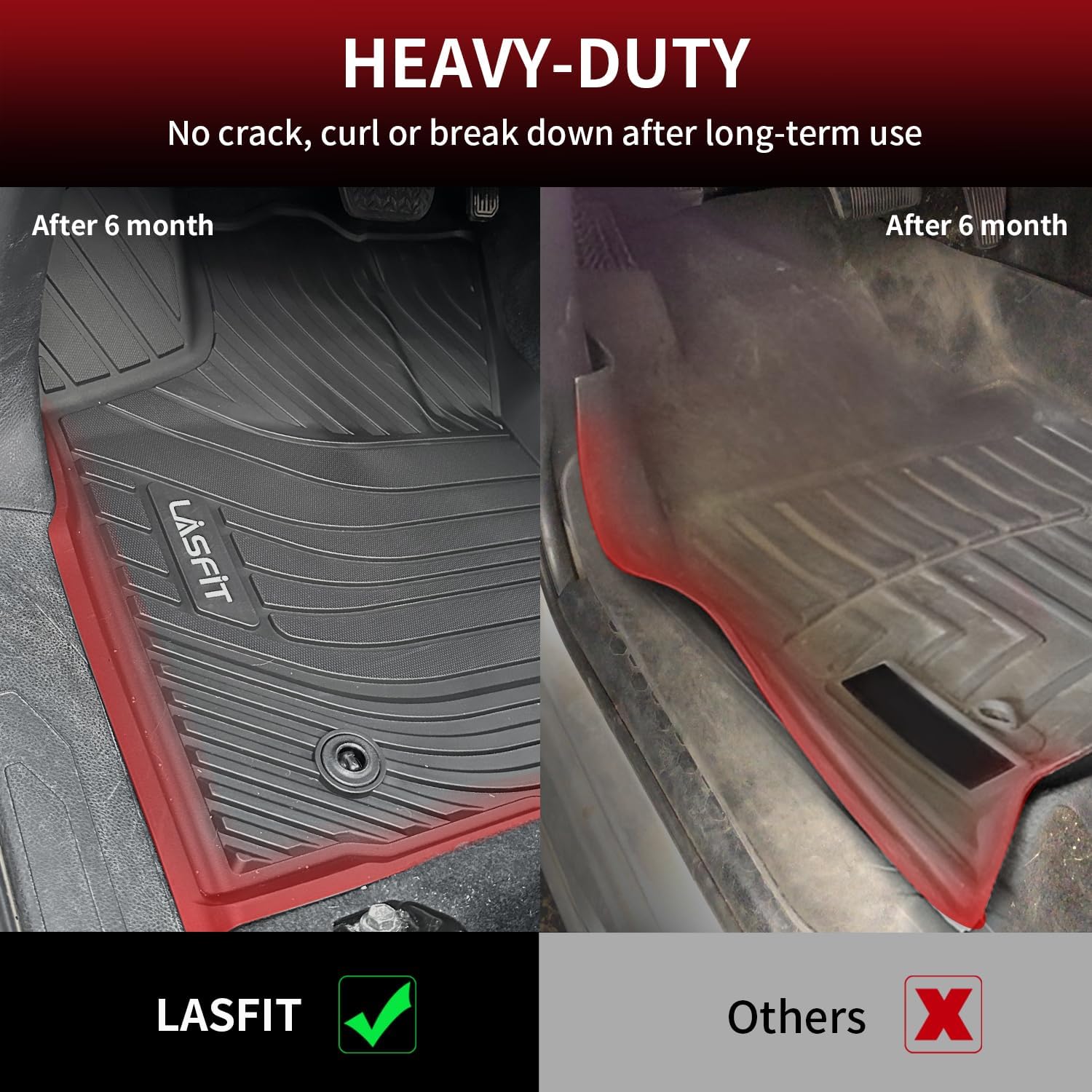 LASFIT Floor Mats for Toyota Tacoma 2016-2023 Double Cab (Only for Automatic) All Weather Custom Fit Floor Liner for Tacoma SR/SR5/TRD/Limited/Trail TPE Mats Front&Rear 2 Row Car Mats, Black
