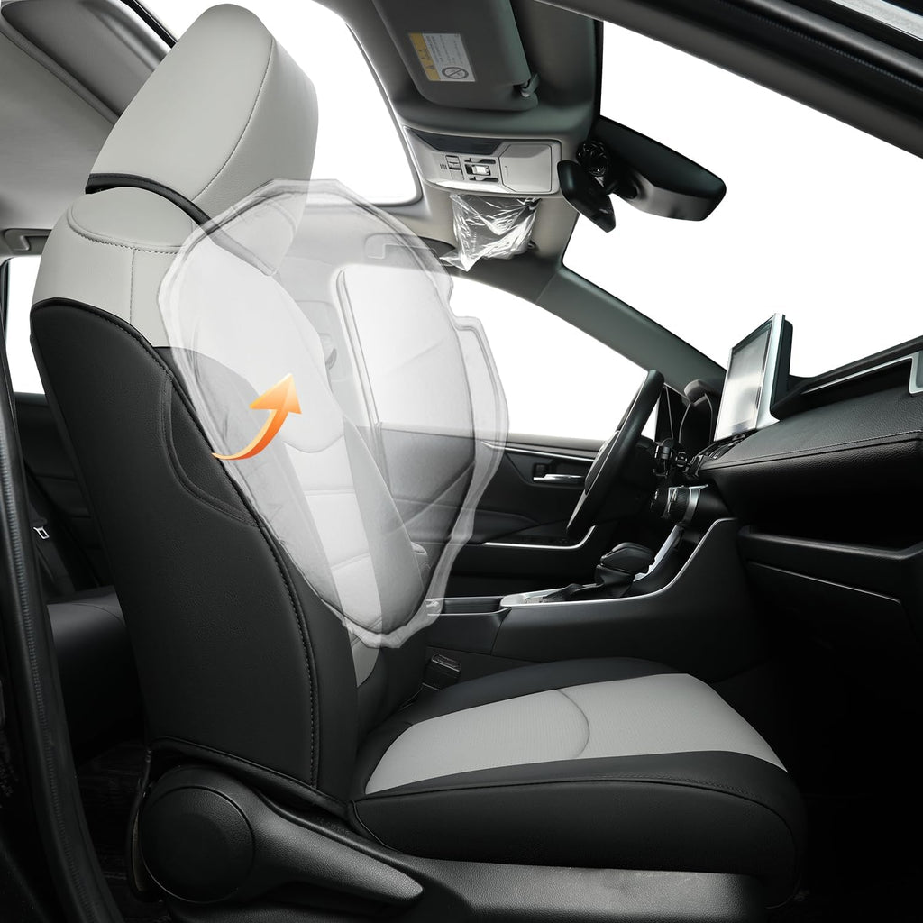 RISINGSTAR Rav4 Hybrid Seat Covers, fit 2019-2025 Toyota Rav4 Hybrid LE,XLE,Woodland Edition,XLE Premium,Limited, Not for XSE/SE/Plug-in(Black&Gray)