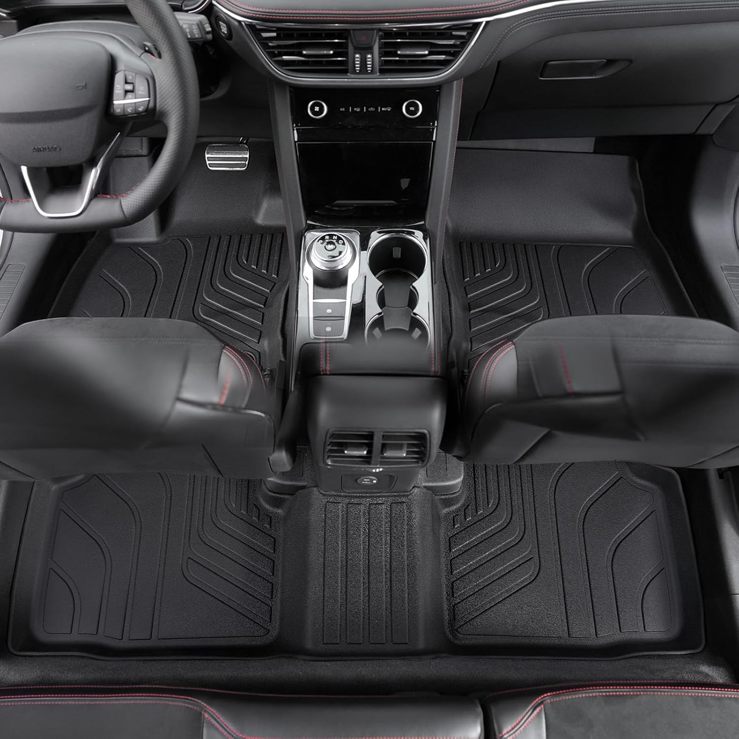 Floor Mats Set for Ford Escape 2020-2024 2025 Accessories (Not for Hybrid), Full Coverage All Weather Floor Mats Cargo Mat with Backrest Protectors & Door Sill Guards