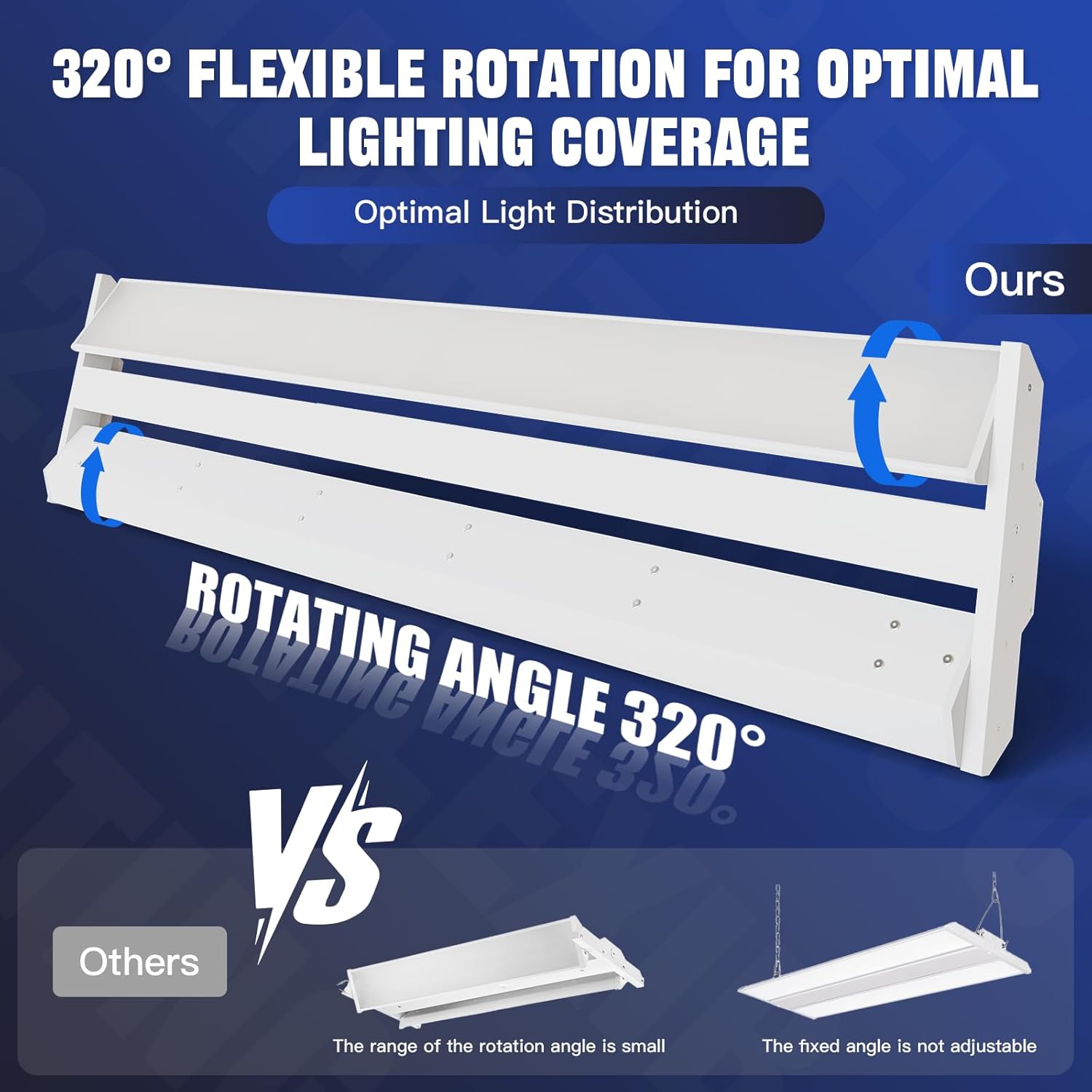 JTT 300/240/200W LED Linear High Bay Light, 45000LM Linear High Bay Shop Light Commercial 120-277V, 4/5000K Lights Shop Workshop Store Commercial Supermarket Warehouse Basement, 1-Pack ETL