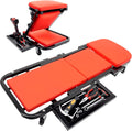 Mechanic Creeper 40 inches 2-in-1 Mode Z Seat with Tool Tray, 480lbs Capacity, Foldable Garage Adjustable Rolling with 6pcs Roller, Lay Down Sit Lean Back, Under Car Auto Repair Men Gift, Red
