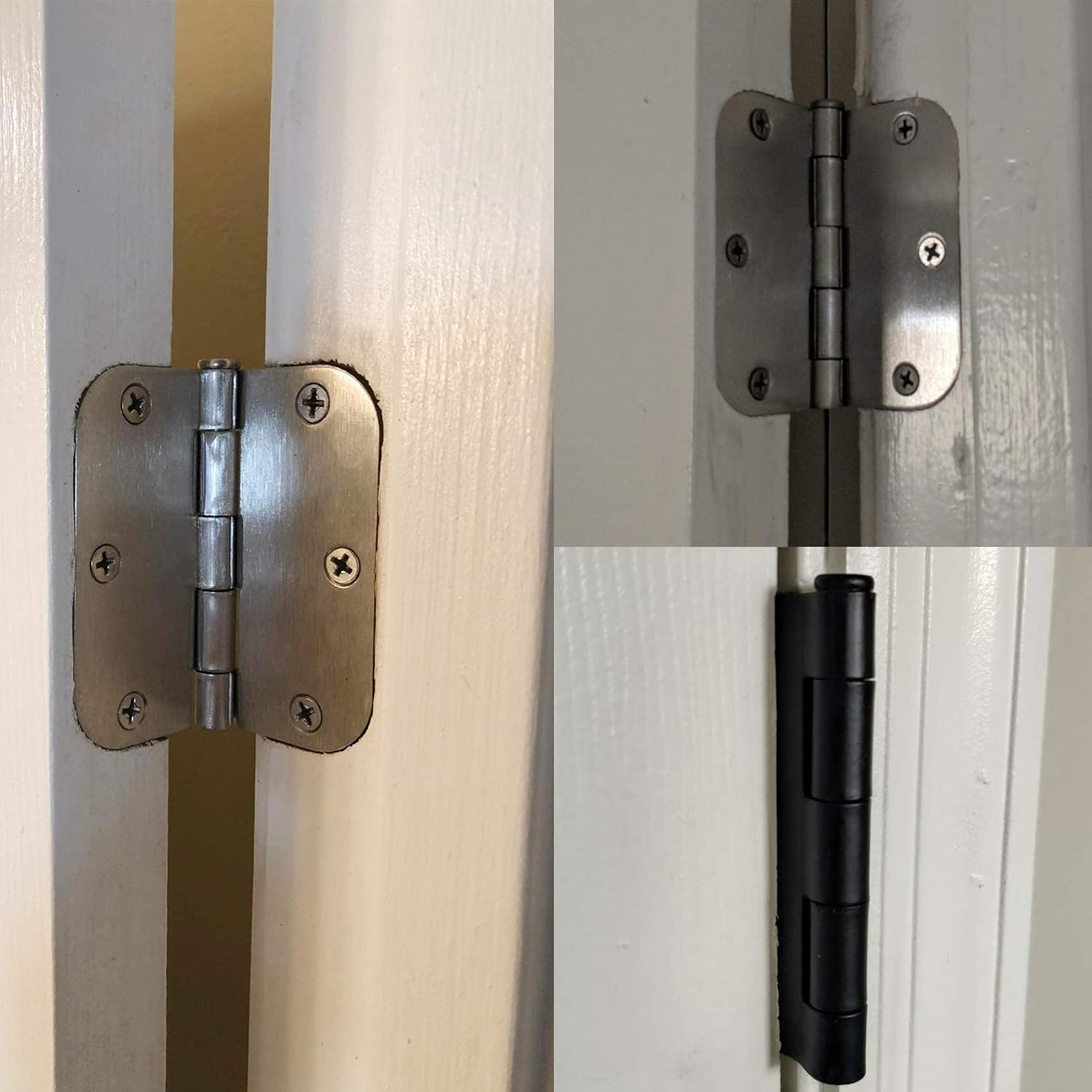 Rounded Door Hinges 3-1/2" x 3.5 inch, 5/8 Radius, Matte Black 3 ½ Inch 12 Pack