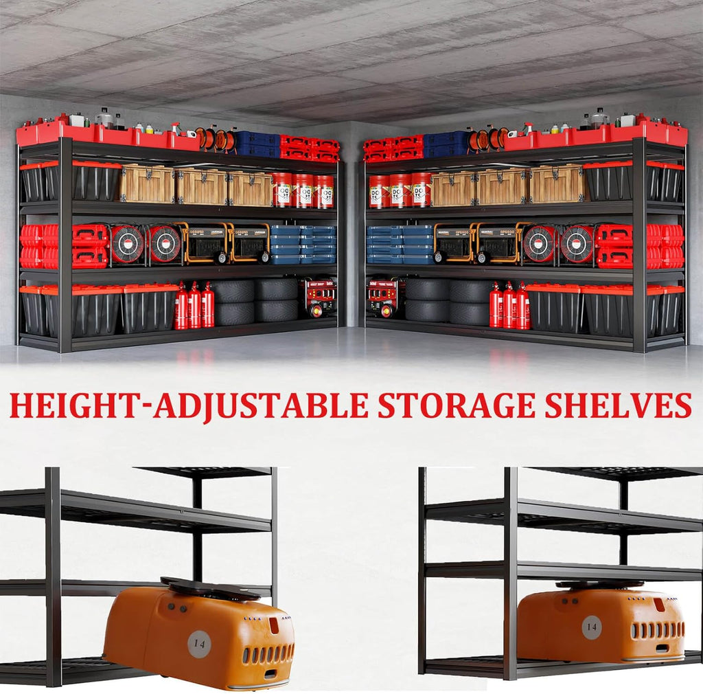 67" Wide Garage Shelving Unit, 30" D Heavy Duty Garage Storage Shelves,3500 LBS Capacity, Industrial Adjustable Shelves for Basement Warehouse, 2 Pack
