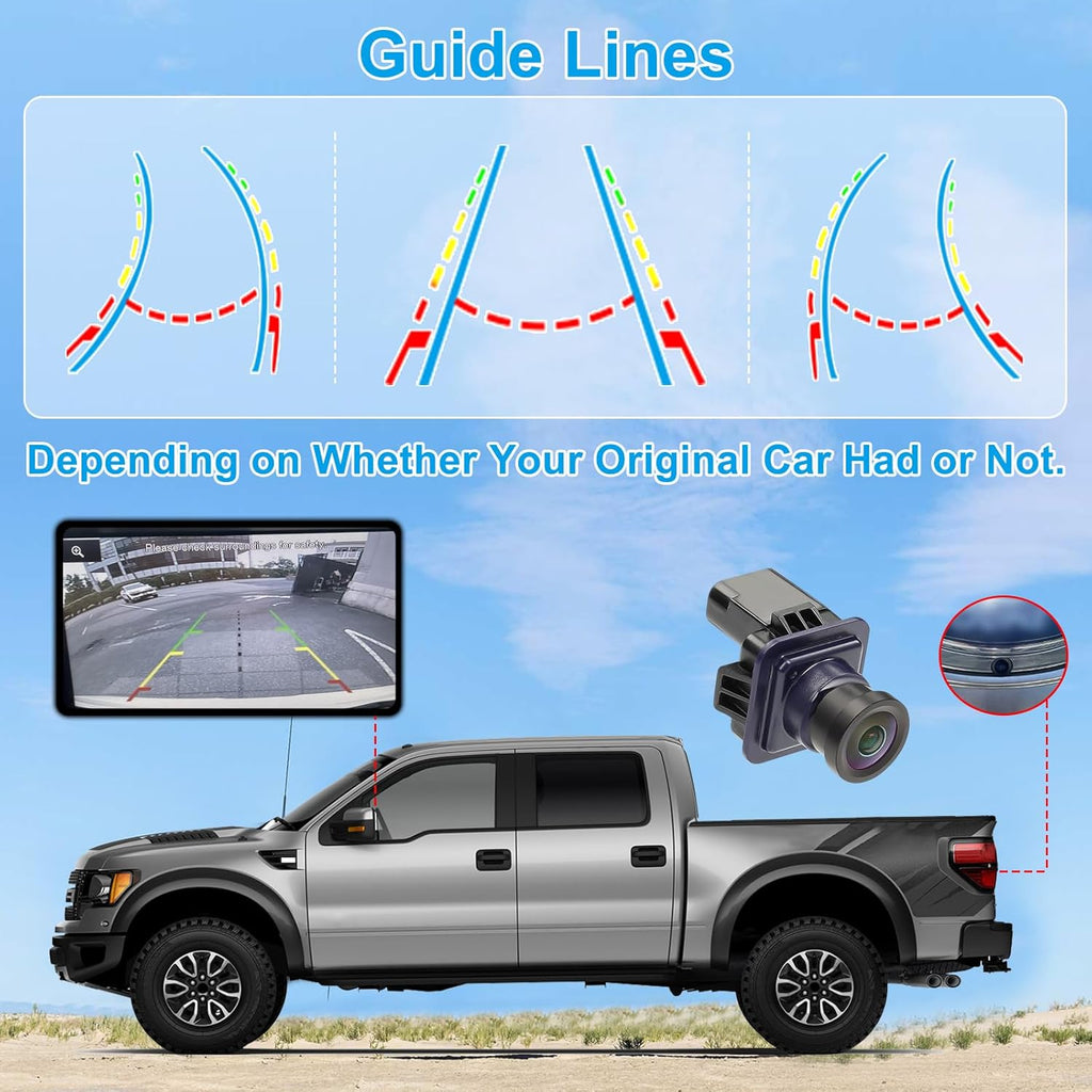 F150 Backup Camera Rear View Parking Assist Camera 170° HD Night Vision Compatible with Ford F150 2010-2014 Mustang 2015-2020 Lincoln MKC 2015-2019 EL3T-19G490-AA EL3Z-19G490-D BL3Z-19G490-B