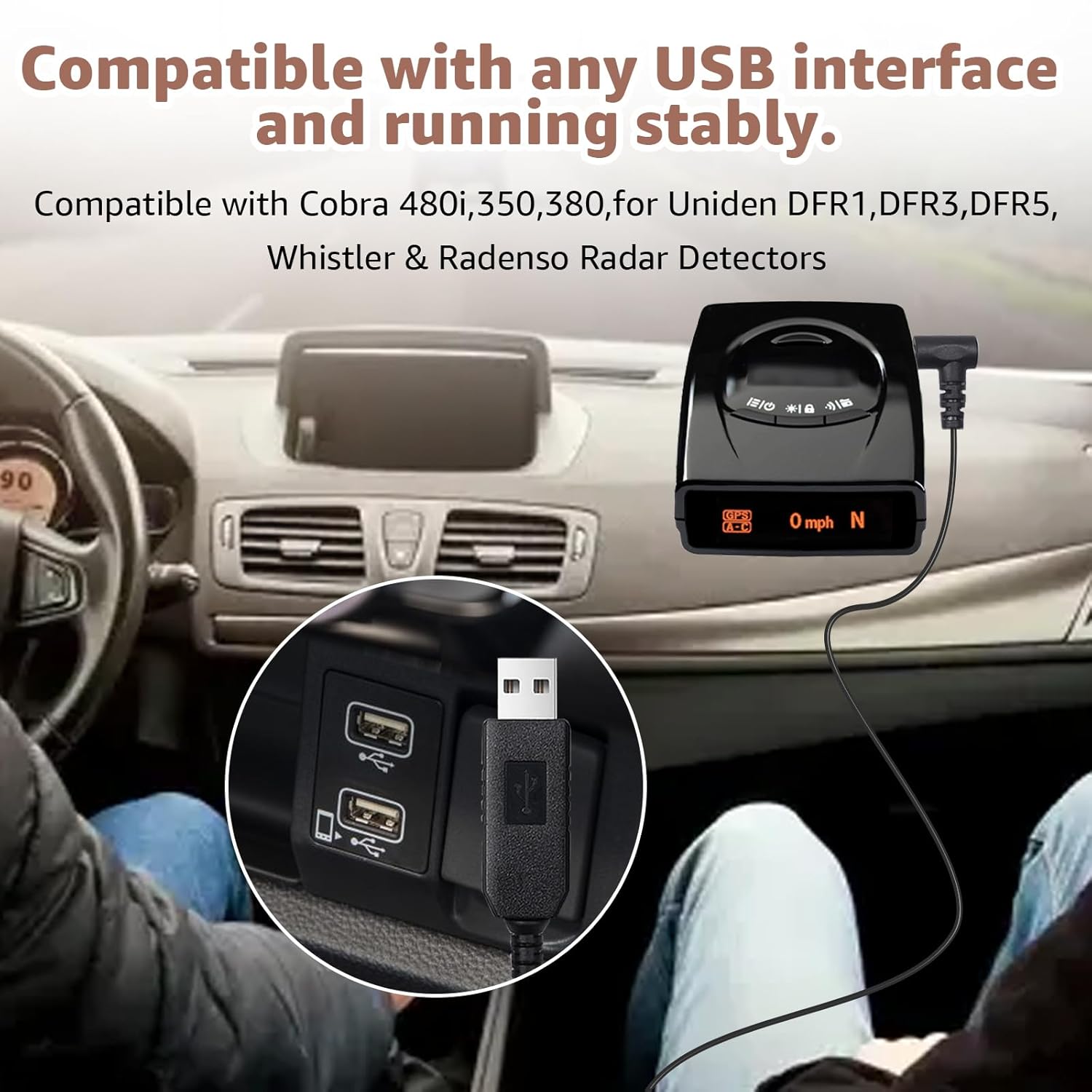 USB to DC3.5 Radar Detector Power Cable,USB C 5V-12V Power Cord Compatible with Cobra RAD 480i,350,380,Uniden DFR1,DFR3,DFR5,Whistler & Radenso Radar Detectors