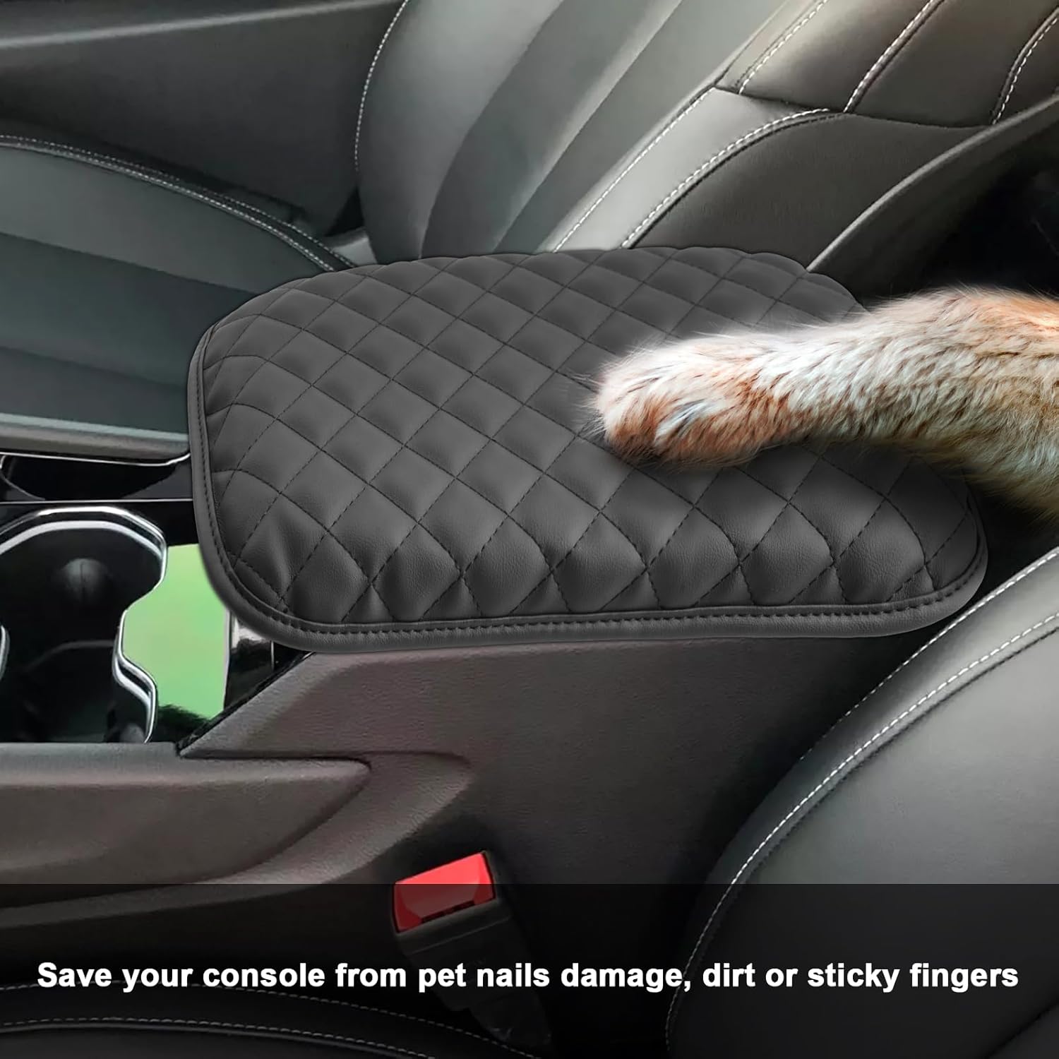 SXCY for 2022-2025 Grand Cherokee Armrest Cover for Jeep Grand Cherokee 2025 Accessories 2024 Grand Cherokee Console Cover 2025 Grand Cherokee Middle Console Cover(Checked Pattern Thickened)