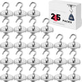 LOVIMAG Magnetic Hooks for Cruise Cabins, 110lbs Magnetic Hooks for Classroom, Strong Magnets with Hooks for Hanging, Neodymium Magnet Hooks for Fridge, Ceiling, Locker, Camper, Travel-25 Pcs