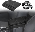 Muslogy Center Console Armrest Cover Compatible with 2024+ Toyota Tacoma 2025+ 4Runner Accessories Armrest Lid Protector Vegan Leather Cushion 1-Inch Extra Thick(Black/Gray Stitching)