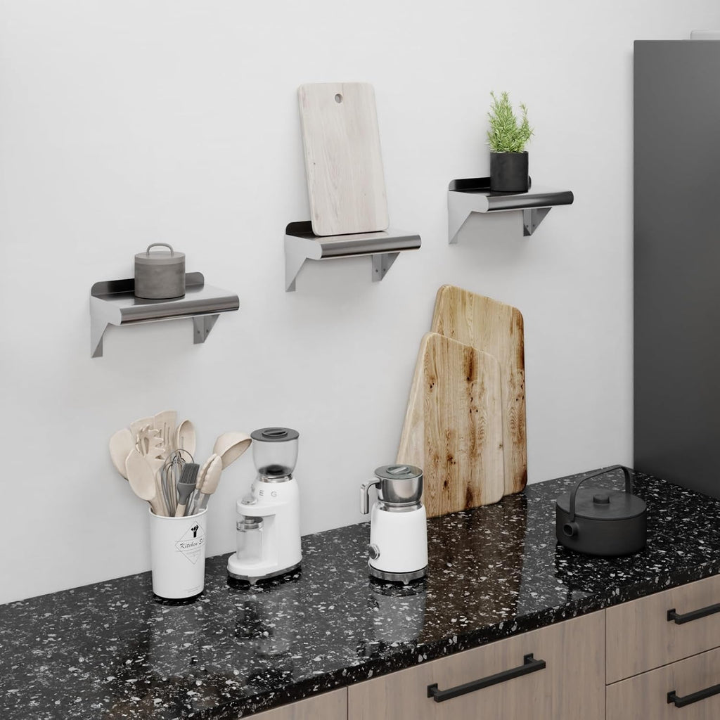 AmGood 6 in. x 10 in. Stainless Steel Wall Mount Shelf. Commercial/Home. Kitchen, Restaurant, Garage, Laundry, Utility Room. NSF