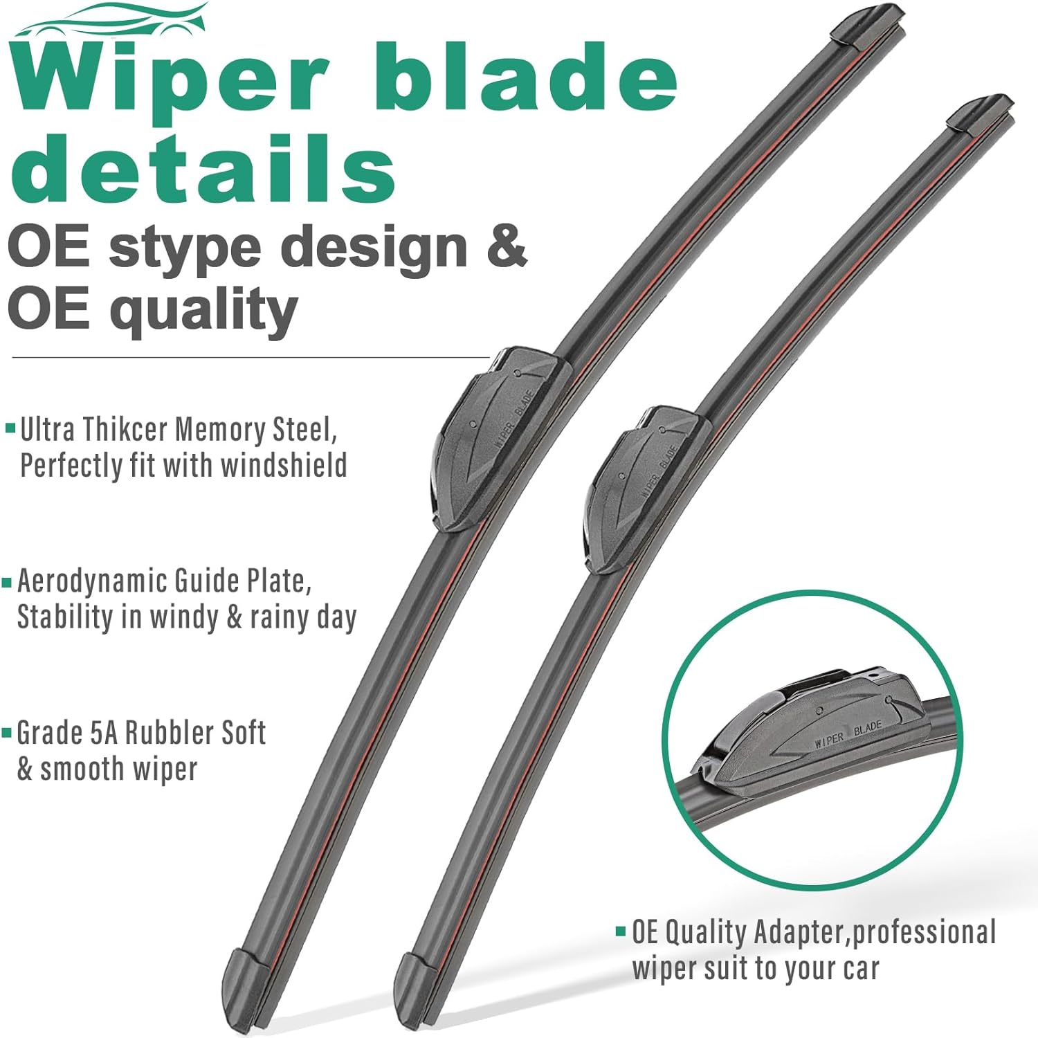 28" 14" 14" Windshield Wiper Blades Replacement for Honda Fit 2009 2010 2011 2012 2013 2014 2015 2016 2017 2018 2019 2020 Premium All Weather Front Rear Wipers Set - OEM Quality (Pack of 3)