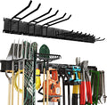 48 Inches Garage Organization,Wall Mount Garden Tool Organizer,660lbs Adjustable Heavy Duty Metal Hanging Hooks, Garden Tool Hangers Storage Rack for Garage, Yard, and Shed (3 Racks, 9 Hooks)