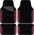 CAR PASS Waterproof Universal Fit Car Floor Mats, Car Mats Fit for SUV,Vans,sedans, Trucks,Set of 4pcs Car Carpet with Driver Heel Pad（Black and Burgundy）