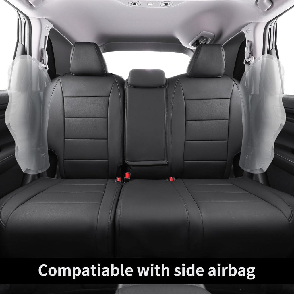 coverdream CRV Leather Seat Covers Fit for 2023 2024 2025 2026 Honda CR-V LX,EX,EX-L,Sport Series,Hybrid,Trailsport,Fully Covered,Airbag Compatible Waterproof Car Seat Protector (Full Set,Black)