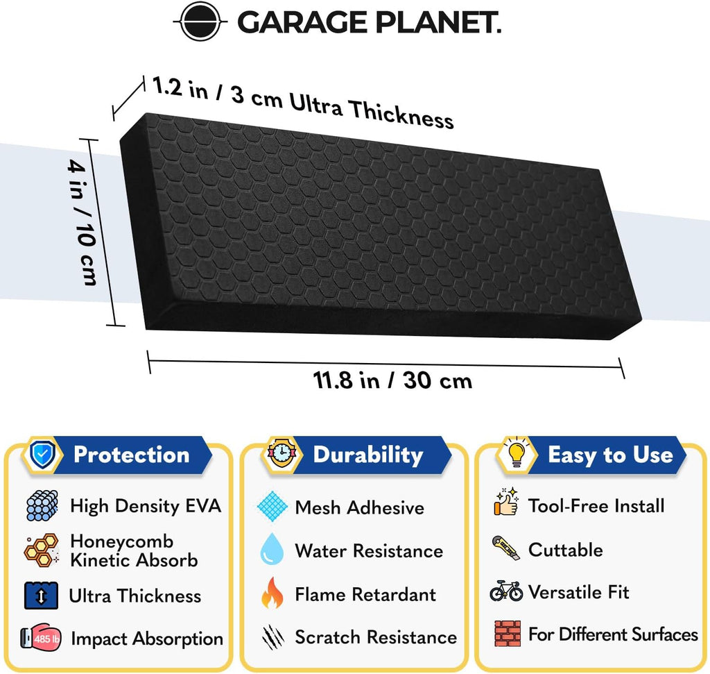 WP01 Garage Wall Protector Car Door Protector, Tool-Free, Designed in Australia (Black, 4 Pack)