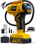 Tire Inflator Portable Air Compressor - 2X Faster - 21V Rechargeable Battery Powered Handheld 160PSI Tire Inflator, Dual Power Supply Modes, Air Pump for Car Motorcycle E-Bike