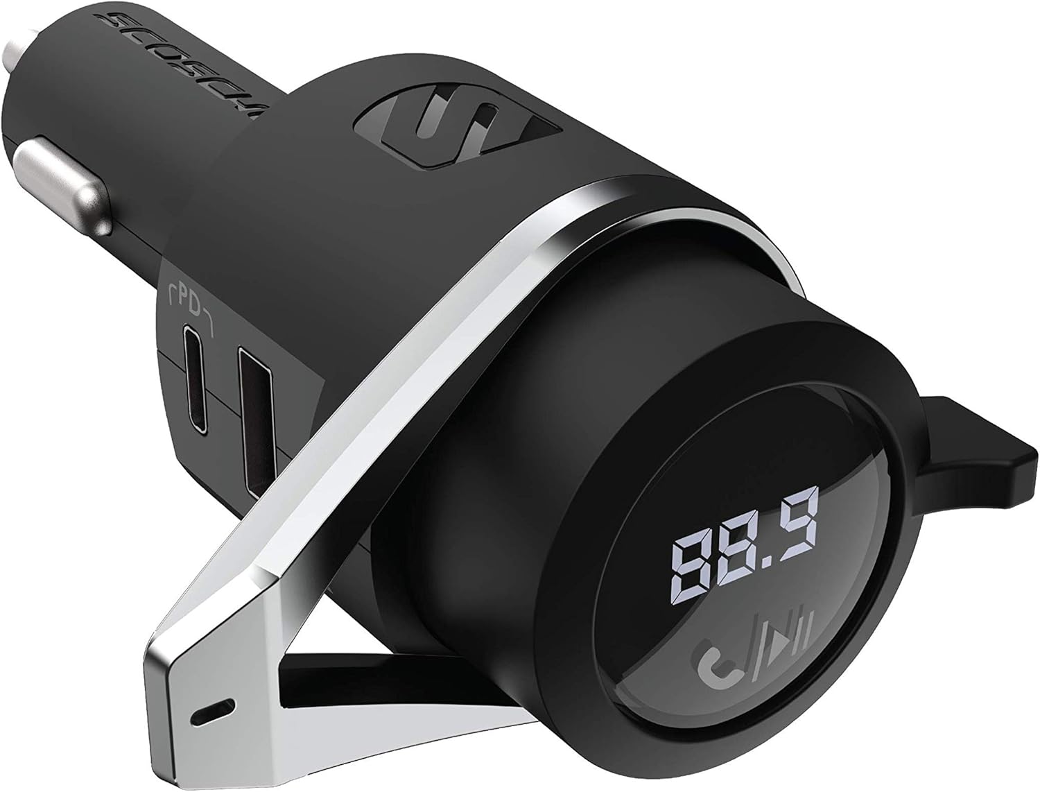 Scosche BTFMPD3SR-SP1 Universal Bluetooth Hands-Free Car Kit with Digital FM Transmitter and 20-Watt USB-C PD + 12W Type-A Charging Ports