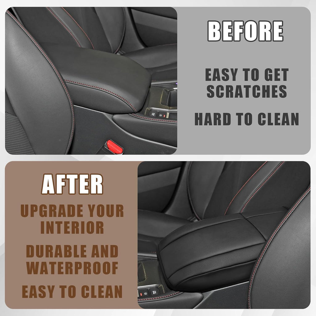 Muslogy for Accord 2025 2024 2023 Center Console Cover Armrest Pad Vegan Leather Extra Soft Armrest Lid Protector Compatible with Honda Accord LX EX Sport Hybrid EX-L Sport-L Touring (V1 Black)