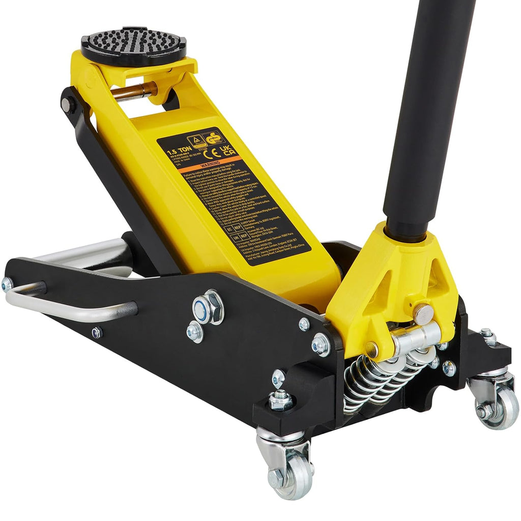 VEVOR Low Profile Floor Jack 1.5 Ton (3300 LBS), Aluminum and Steel Race Ground Elevator with Dual Pistons Quick Lift Pump Auto Repair Car Maintenance, Lifting Range 3-3/20"-14-10/27"