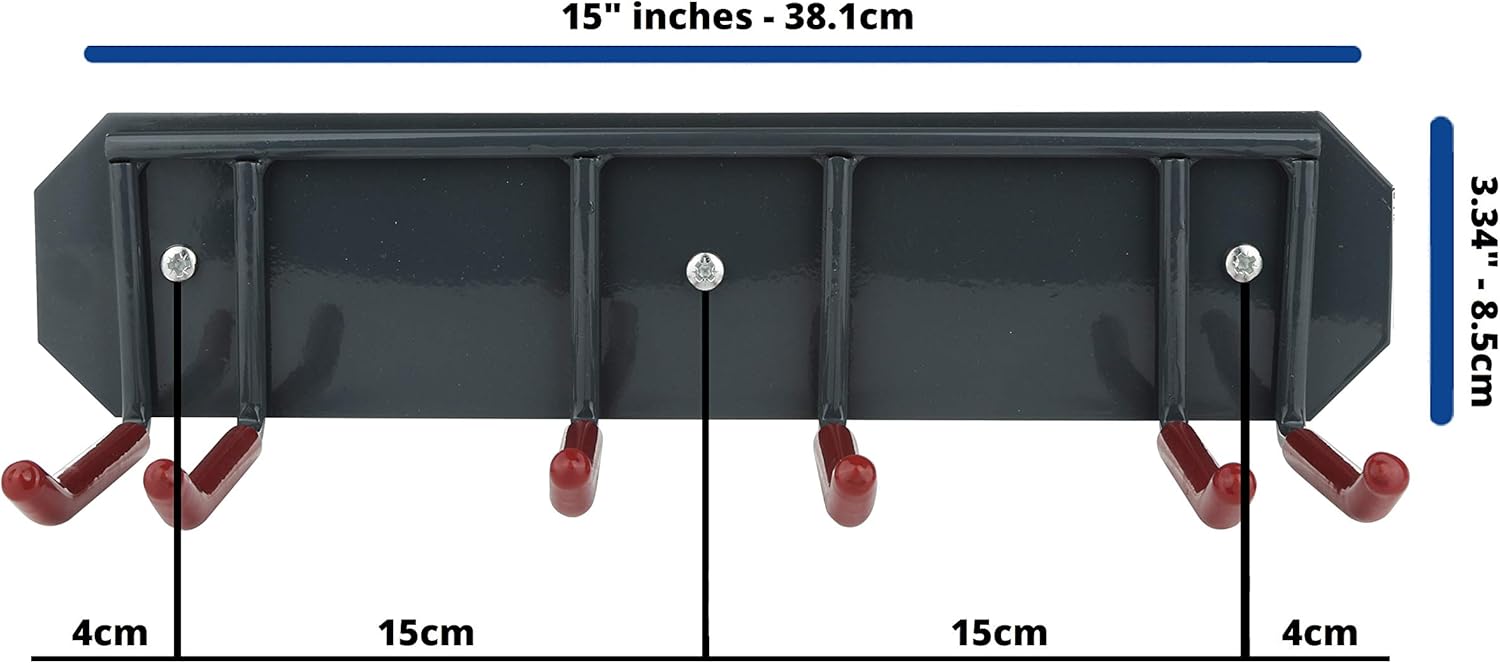 Wall Mounted Rack Organizer for Skis and Poles Heavy Duty Horizontal Wall Ski Rack Garage Storage with Metal Frame and Padded Hooks Indoors Outdoors Premium Wall Hooks (Medium Holds 2 Set of Ski's)