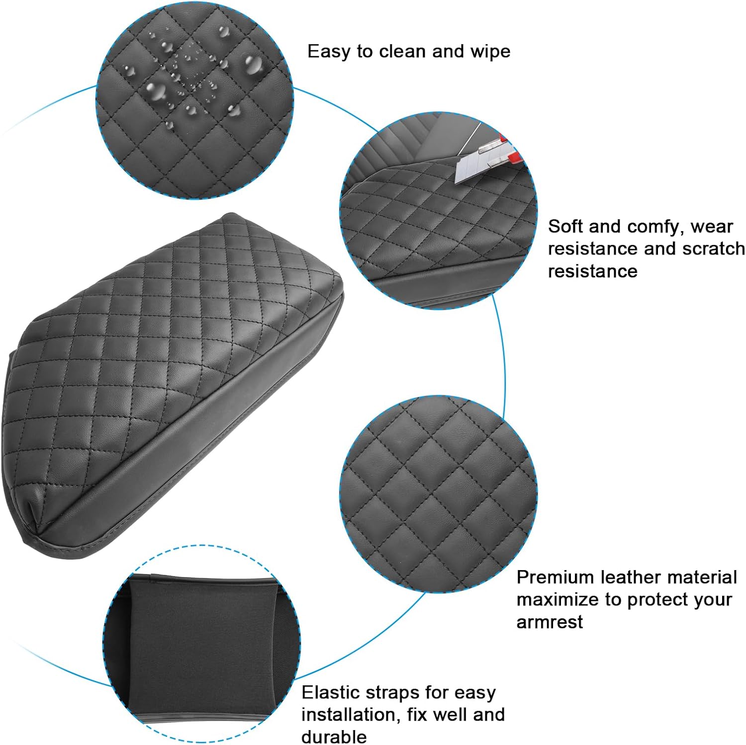 SXCY for 2020-2025 VW Jetta Armrest Cover for Volkswagen Jetta 2025 Accessories 2020-2024 2025 Jetta Center Console Cover 2025 Jetta Middle Console Cover (Black Checkered Pad)